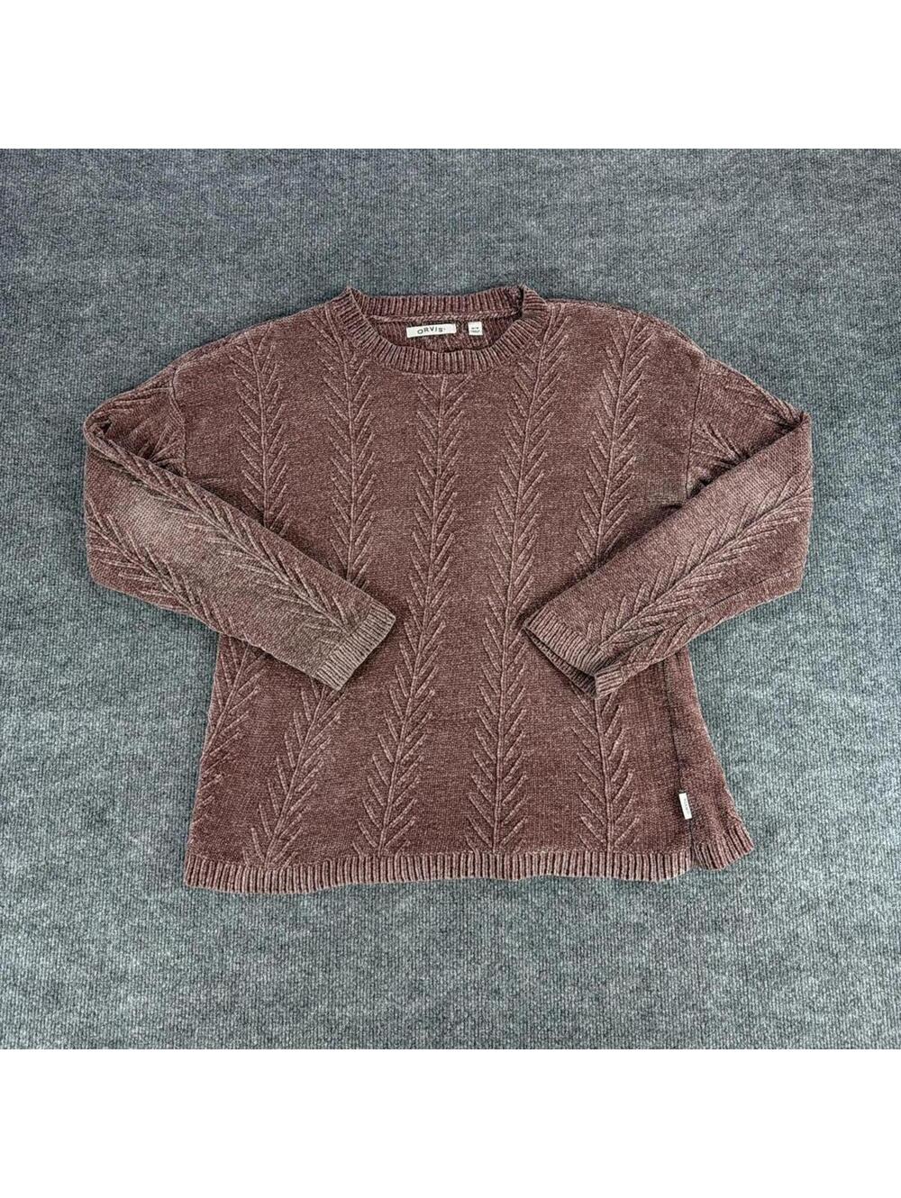 Orvis Red Brown Cable Knit Sweater Medium - Casual, Fall, Cottage, Soft, Grandma